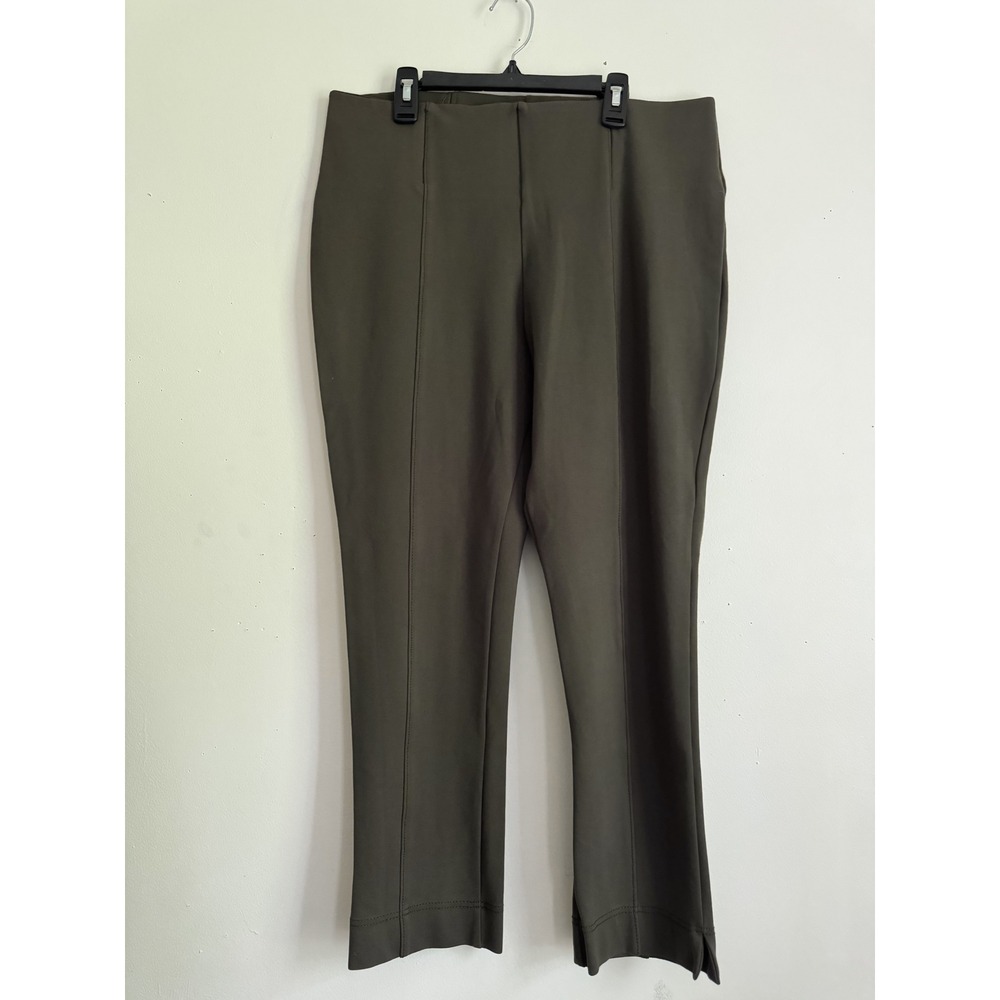 Slim Factor by Investments Womens Olive Green Ankle Pants Pull On Ponte Trousers